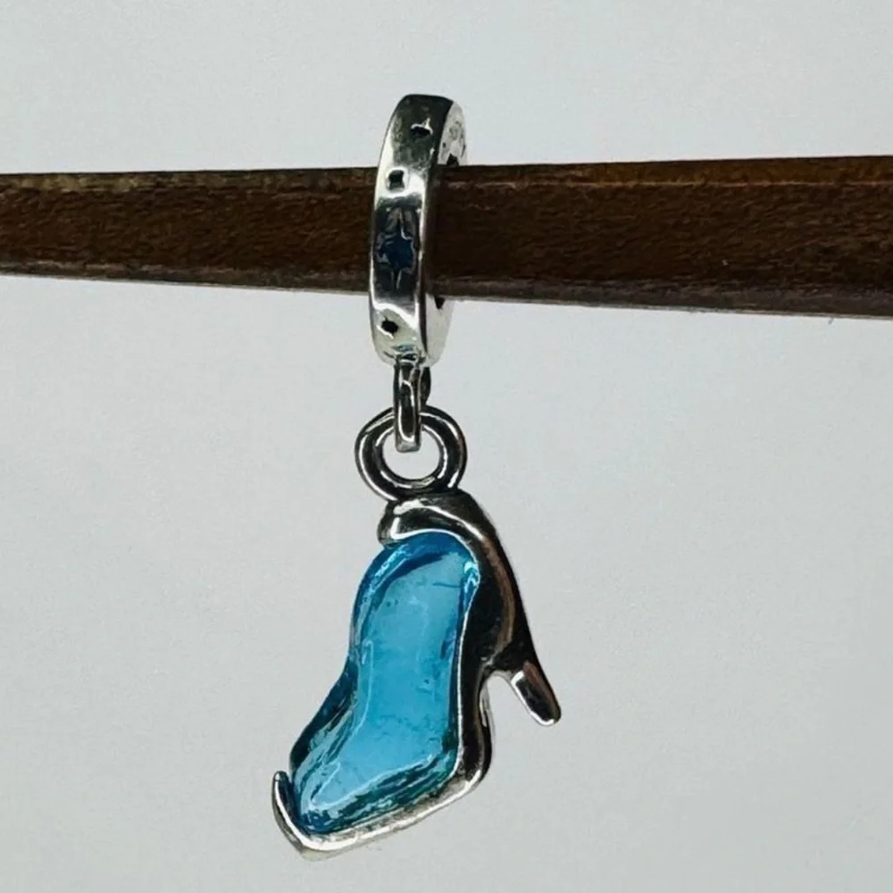 NWOT Pandora x Disney Cinderella's Glass Slipper Charm Blue Crystal - 793071C - Picture 7 of 16